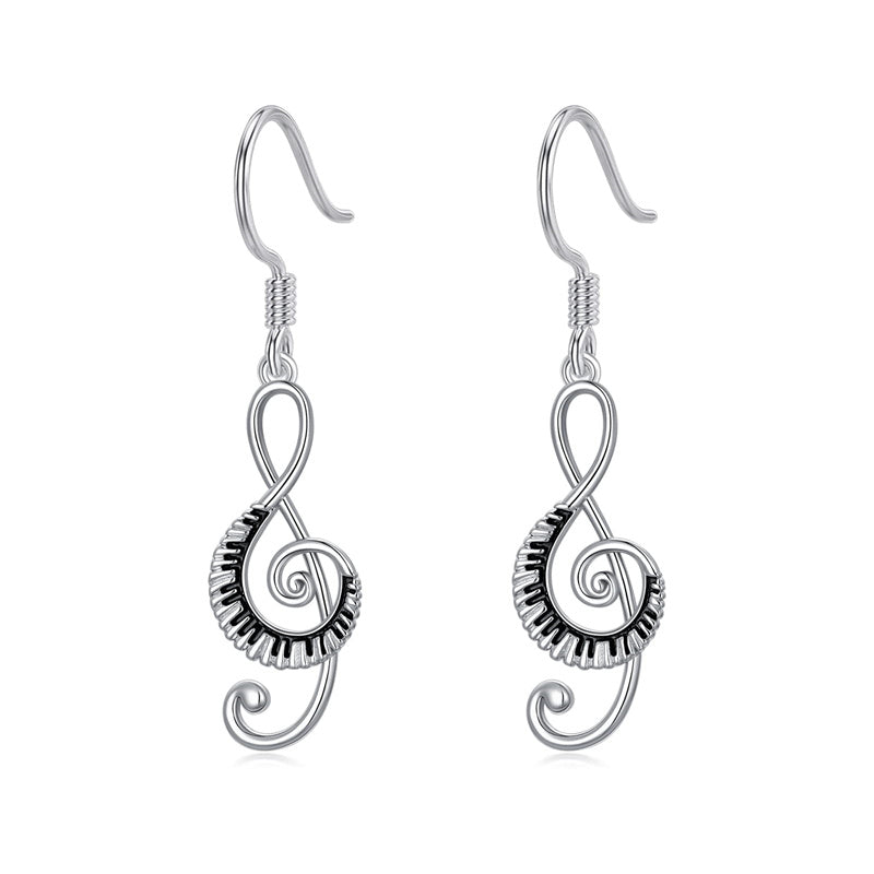 Sterling Silver Music Paino Dangle Earrings