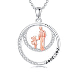 Sterling Silver Father-Daughter Pendant Necklace Engraved with Love You