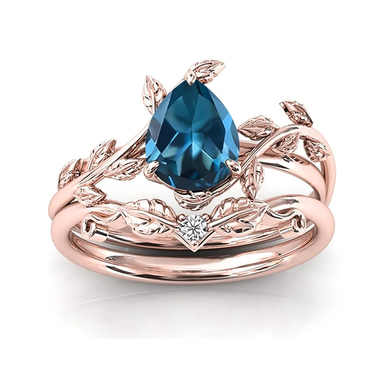 Sterling Silver 10K 14K 18K Gold 1ct Pear Shaped Gemstone Gemstone Engagement Ring Wedding Ring Sets