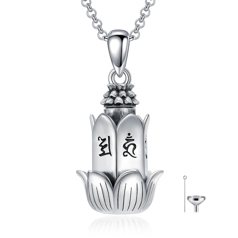 Sterling Silver Om Mani Padme Hum Urn Necklaces for Ashes