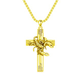 Sterling Silver Scorpion Cross Pendant Necklace for Men