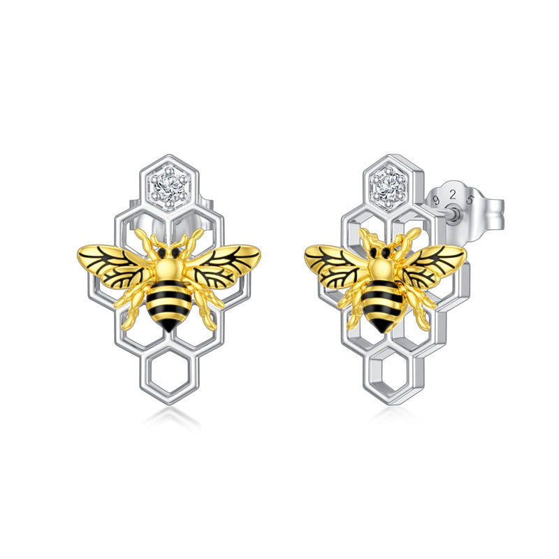 Sterling Silver Bee Stud Earrings