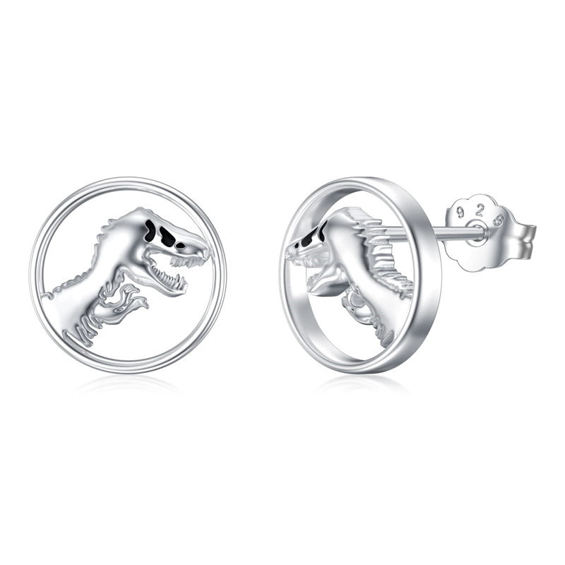 Sterling Silver Dinosaur Stud Earrings