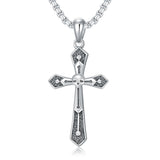 Sterling Silver Cross Christian Pendant Necklace for Men