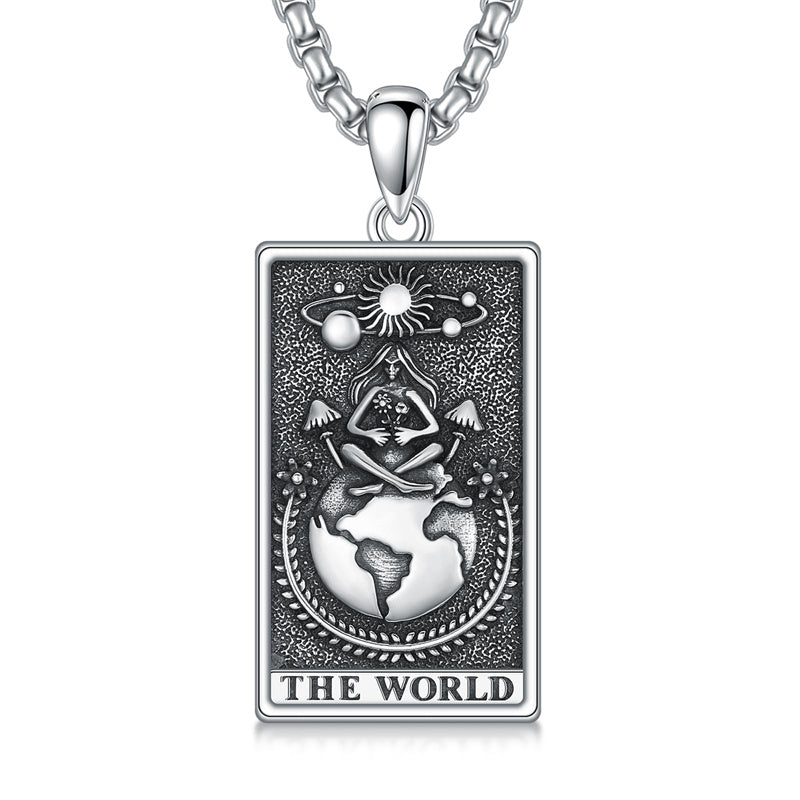 Sterling Silve Sun Moon Star Strength Lovers Death Devil Fool Tarot Card Pendant Necklace