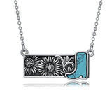 Sterling Silver Turquoise Cross Bear Claw Cowboy Boot Pendant Necklace