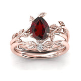 Sterling Silver 10K 14K 18K Gold 1ct Pear Shaped Gemstone Gemstone Engagement Ring Wedding Ring Sets