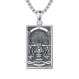 Sterling Silve Sun Moon Star Strength Lovers Death Devil Fool Tarot Card Pendant Necklace