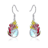 Sterling Silver Moonstone Phoenix Dangle Earrings