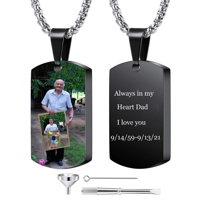 Stainless Steel Personalized Photo Engraved Urn Necklace for Ashes
