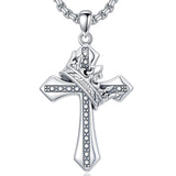 Sterling Silver Cross Christian Pendant Necklace for Men