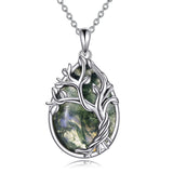 Sterling Silver Moss Agate Tree of Life Pendant Necklace