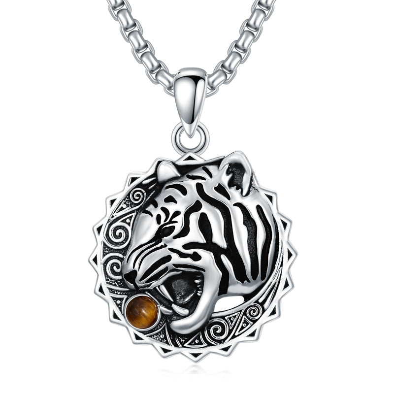Sterling Silver Lion Tiger Satanic Goat Owl Scorpion Eagles Deer Pendant Necklace for Men