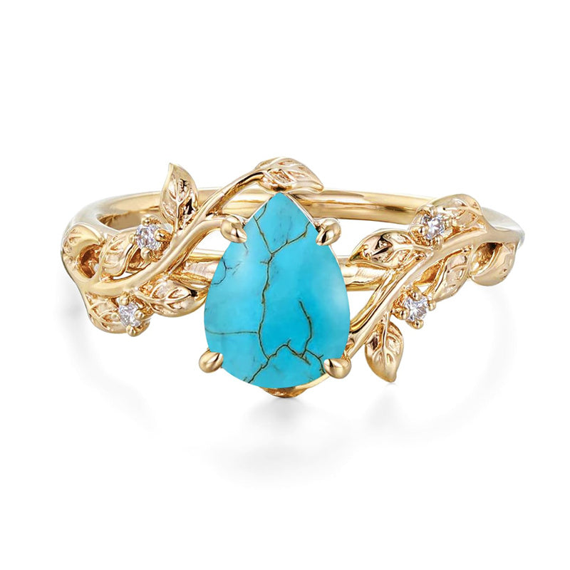 Sterling Silver 10K 14K 18K  Gold Pear Gemstone Vintage Engagement Wedding Promise Anniversary Ring