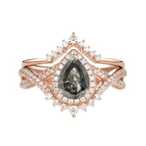 Sterling Silver 10K 14K 18K Gold  Pear Shaped Gemstone Engagement Rings Set