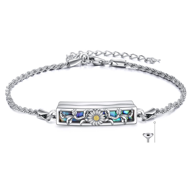 Sterling Silver Rose Butterfly Dragonfly Urn Bracelet for Ashes