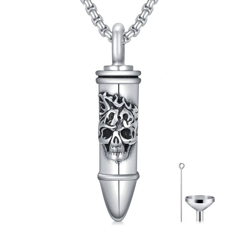 Sterling Silver Phoenix Skull  Scorpion Wolf Bullet Urn Necklace for Ashes
