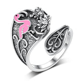 Sterling Silver Hummingbird Butterfly Bee Red Cardinal Pink Flamingo Adjustable Spoon Ring
