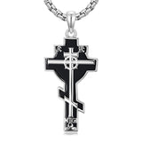 Sterling Silver Cross Christian Pendant Necklace for Men