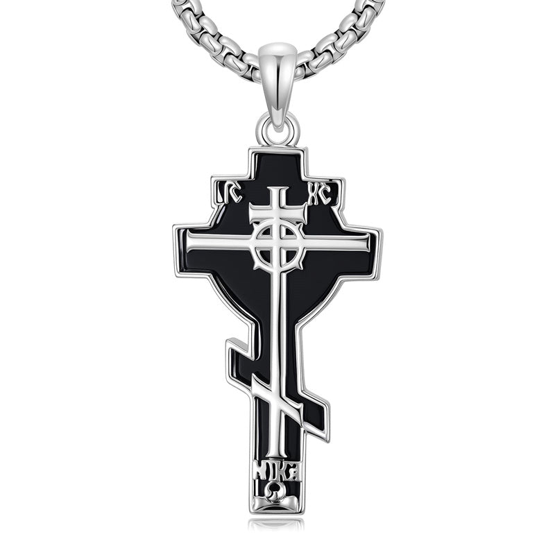 Sterling Silver Cross Christian Pendant Necklace for Men