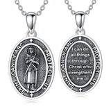 Sterling Silver St Anthony Francis Joseph Peregrine Raphael Sebastian Medal  Protection Pendant Necklace