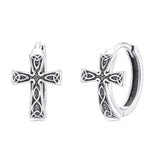 Sterling Silver Celtic Cross Hoop Dangle Earrings
