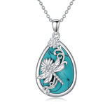 Sterling Silver Turquoise Dragonfly Pendant Necklace