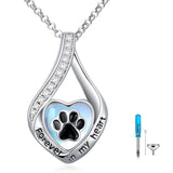 Sterling Silver Heart Shape Tear Dangle Urn Necklace for Ashes