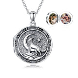 Sterling Silver Wolf Photo Locket Necklace