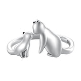 Sterling Silver Cute Cat Adjustable Ring for Women