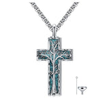 Sterling Silver 3D Bar Turquoise Tree of Life Urn Necklace for Ashes