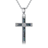 Sterling Silver Turquoise Obsidian Opal Necklace Christian Cross Pendant Necklace