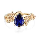 Sterling Silver 10K 14K 18K  Gold Pear Gemstone Vintage Engagement Wedding Promise Anniversary Ring