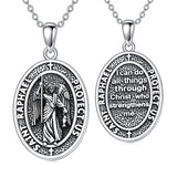 Sterling Silver St Anthony Francis Joseph Peregrine Raphael Sebastian Medal  Protection Pendant Necklace