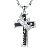 Sterling Silver Cross Christian Pendant Necklace for Men