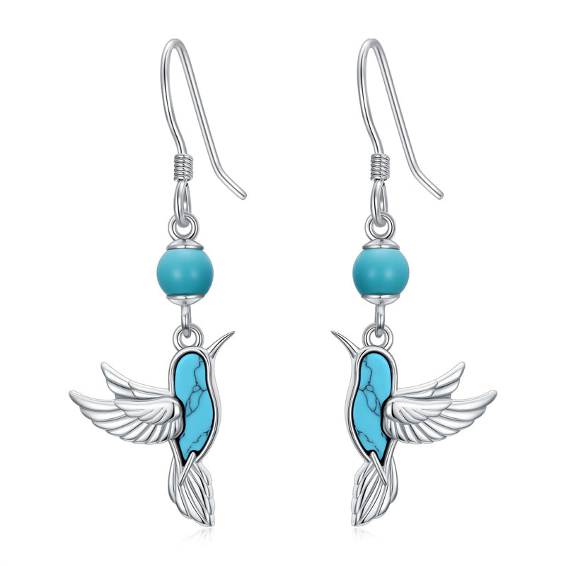 Sterling Silver Turquoise Owl Dragonfly Butterfly Hummingbird Dangle Earrings