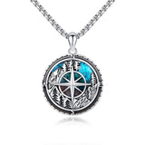 Sterling Silver Mountain & Compass Pendant Necklace