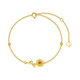 14K Gold 5A Cubic Zirconia Sunflower Single Layer Anklet