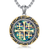 Sterling Silver Jerusalem Cross Pendant Necklace for Men