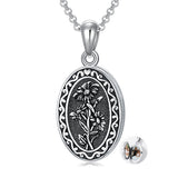 Sterling Silver Personalized Photo 12 Month Birth Flower Pendant Necklace