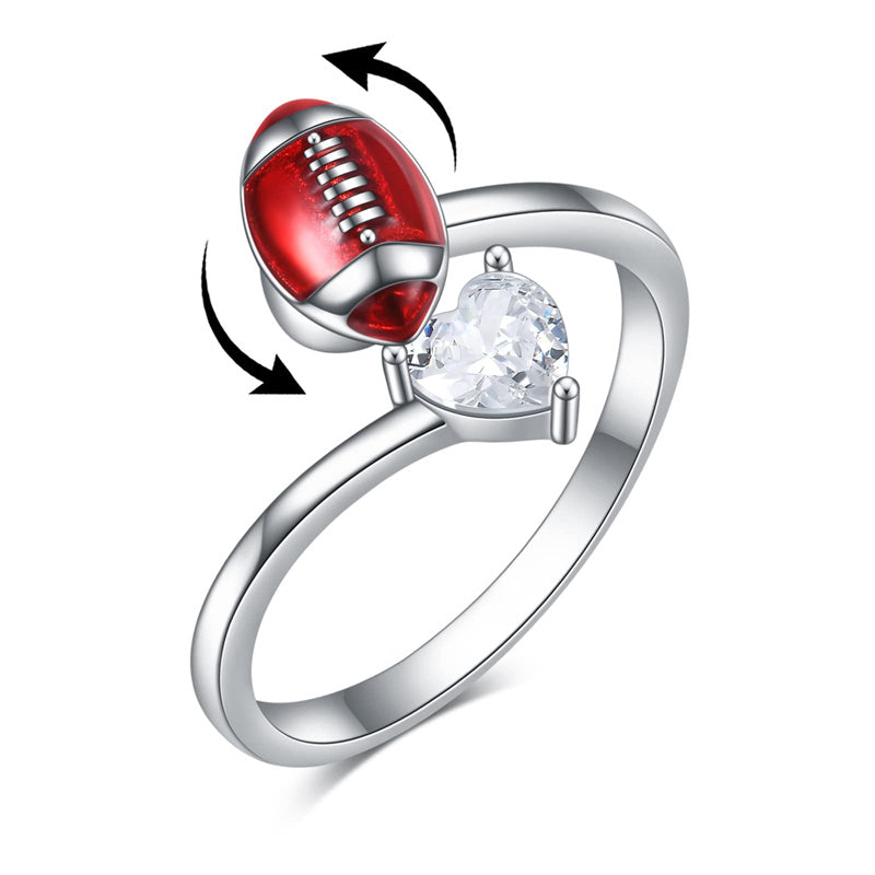 Sterling Silver Baseball Football Volleyball Spinner Ring