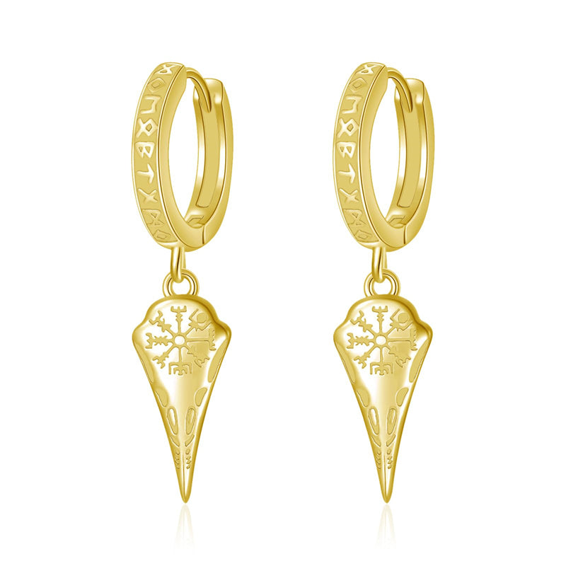 Sterling Silver Viking Raven Stud Dangle Earrings