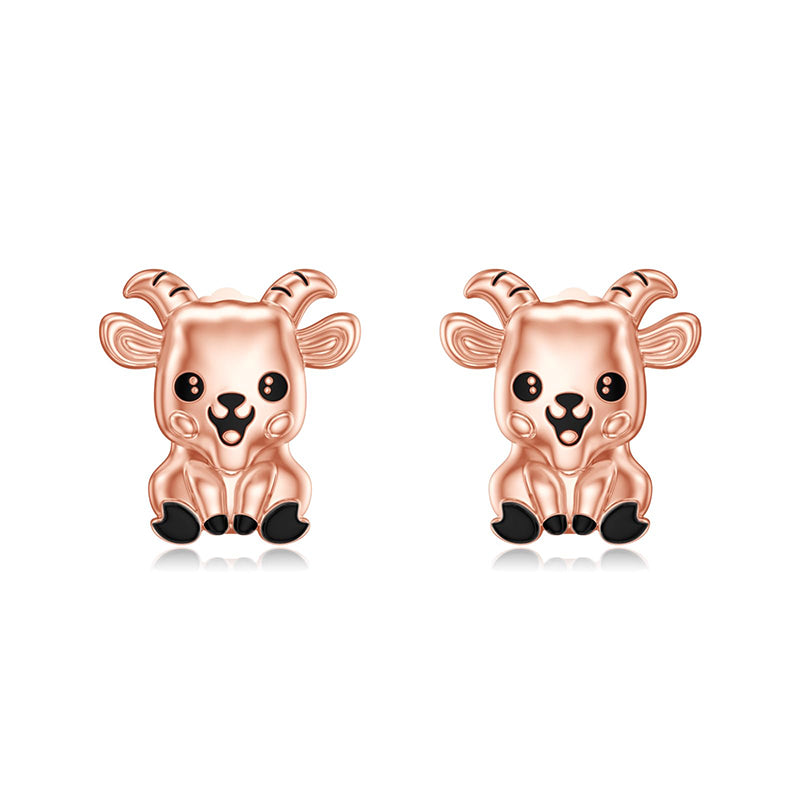 Sterling Silver Octopus Raccoon Highland Cow Goat Guinea Pig Zebra Stud Earrings