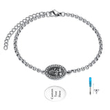 Sterling Silver 12-Month Birth Flower Urn Bracelet for Ashes