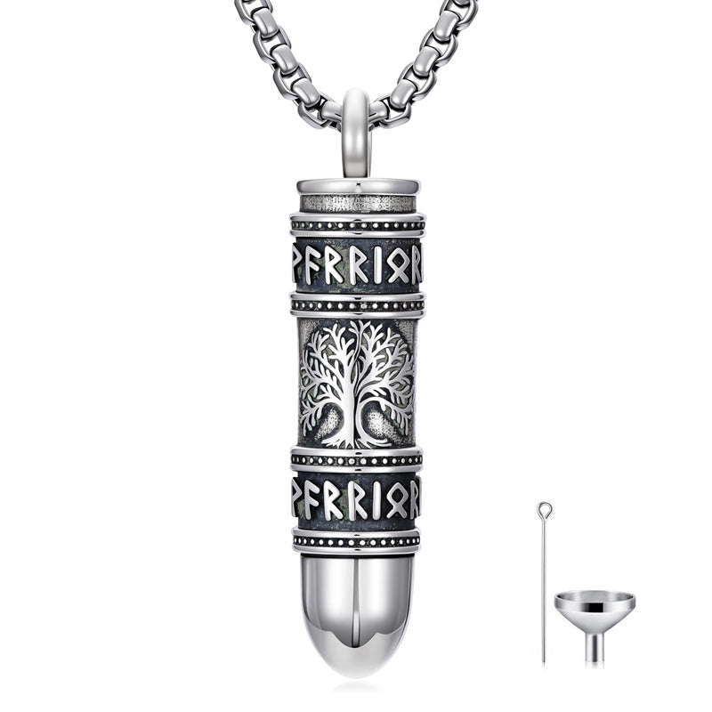 Sterling Silver Bear Lion Eagle Compass Tree of Life Bullet Urn Necklaces for Ashes