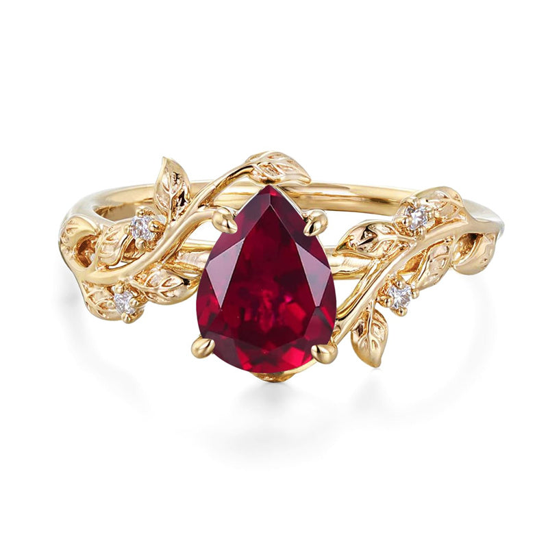 Sterling Silver 10K 14K 18K  Gold Pear Gemstone Vintage Engagement Wedding Promise Anniversary Ring