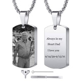 Stainless Steel Personalized Photo Engraved Urn Necklace for Ashes