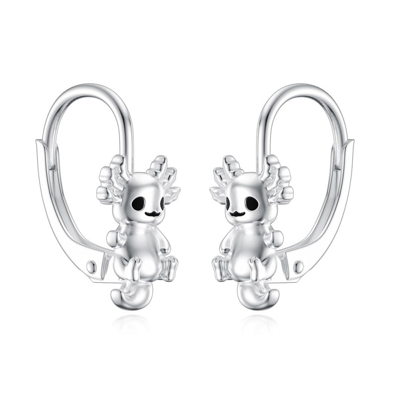 Sterling Silver Axolotl Leverback Earrings