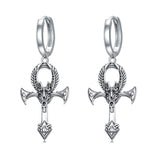 Sterling Silver Ankh Hoops Earrings