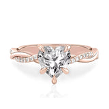 Sterling Silver Heart Shaped Moissanite Engagement Wedding Ring